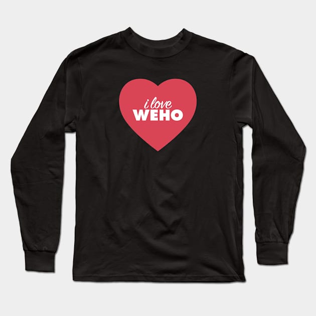 I Love WEHO (West Hollywood) In Red Heart Long Sleeve T-Shirt by modeoftravel